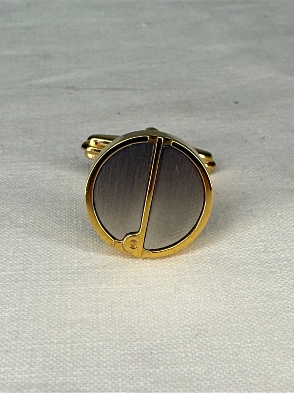 Vintage Dunhill Two Tone Round Cufflinks Gold Silver Tone .75